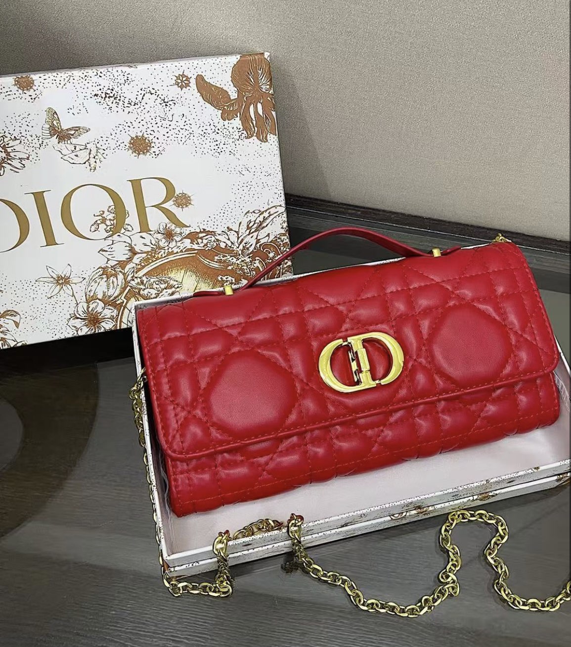 Dior Caro Wallet on Chain – Quilted Calfskin